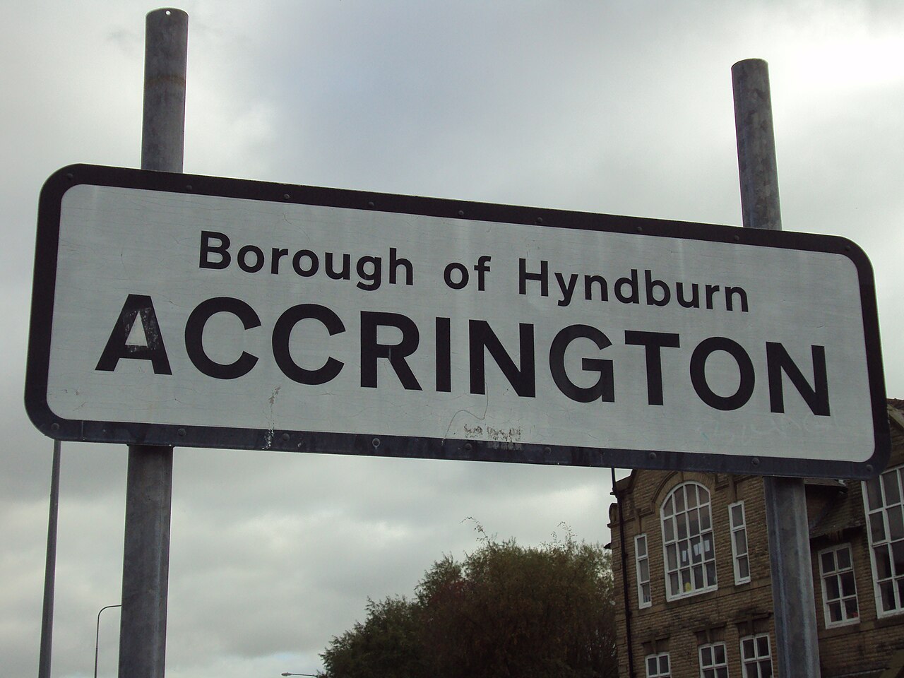 Accrington town centre sign in Hyndburn